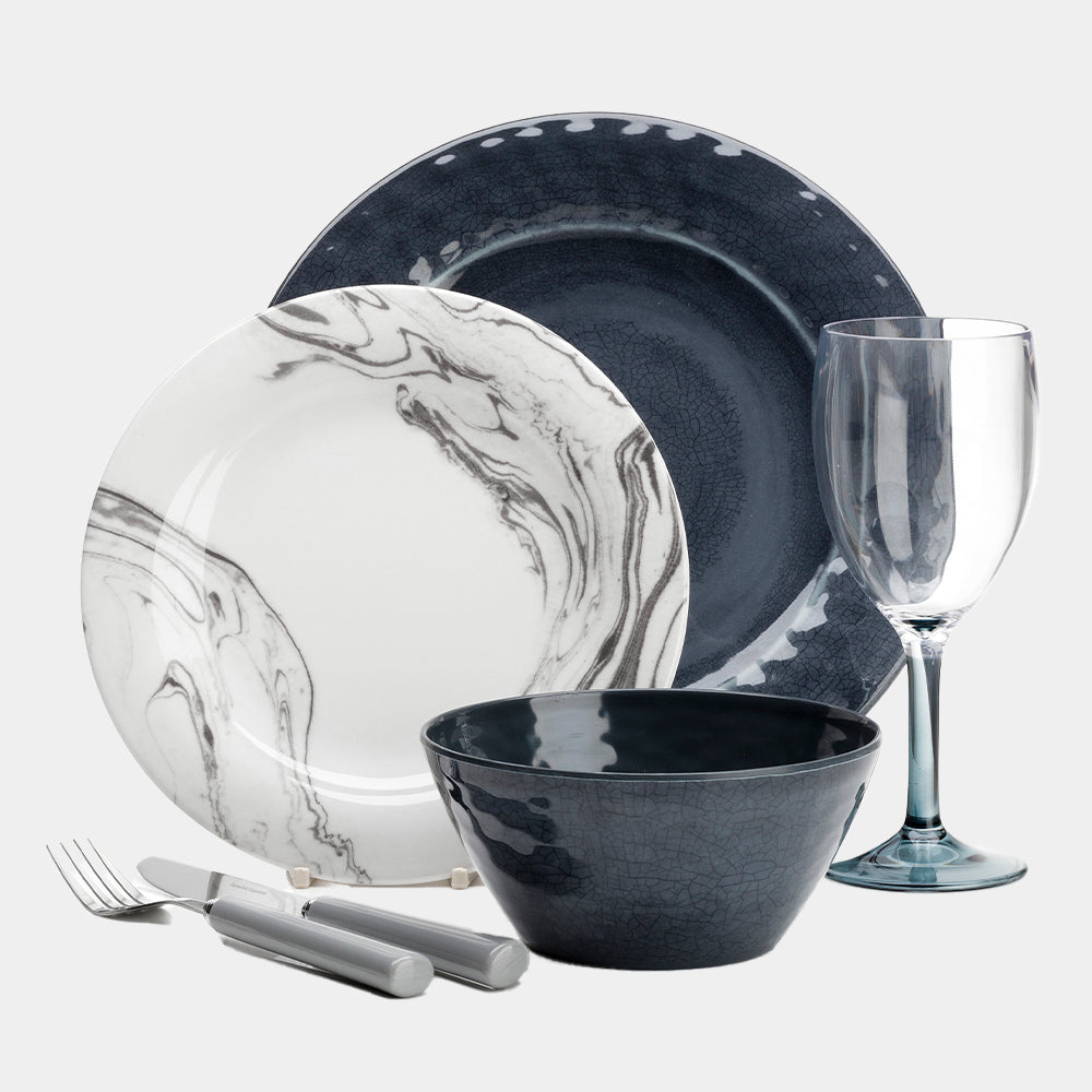 Flamefield Marble 12 pc Melamine Set