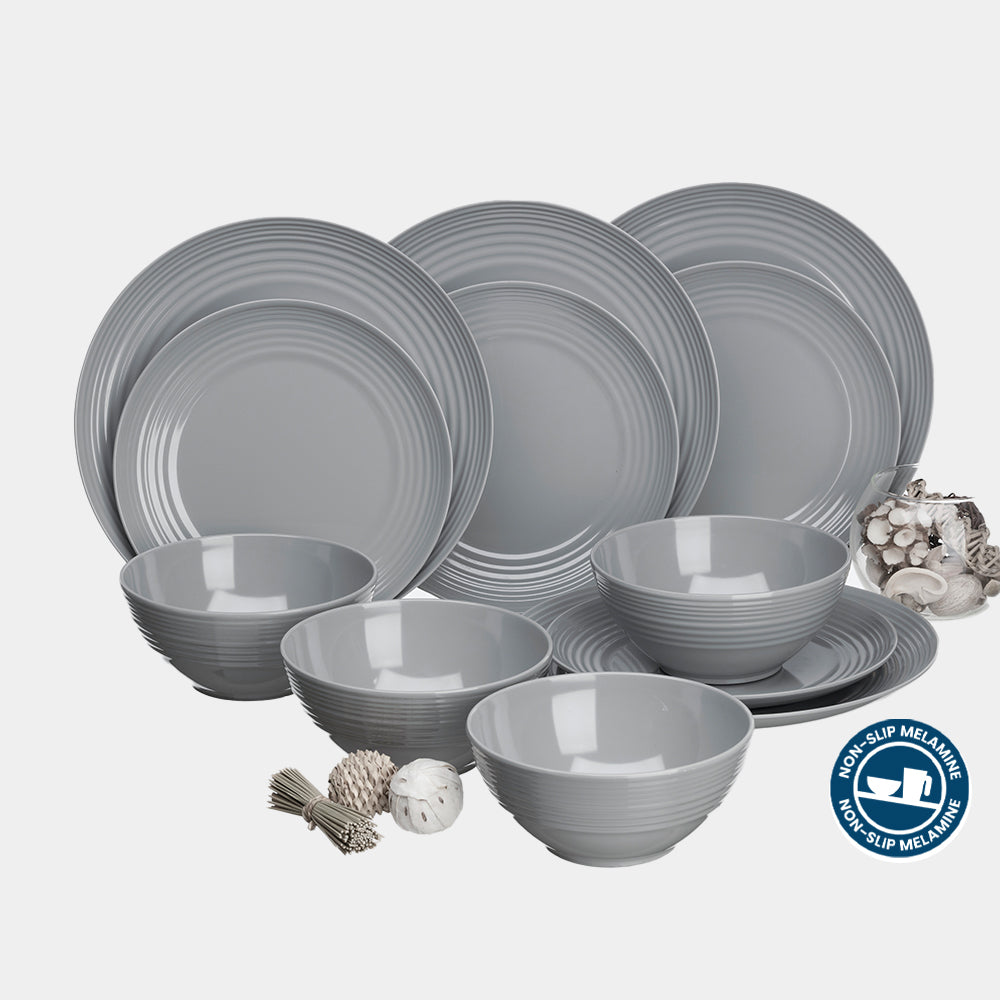 Flamefield Non Slip Cool Grey 12 pc Melamine Set