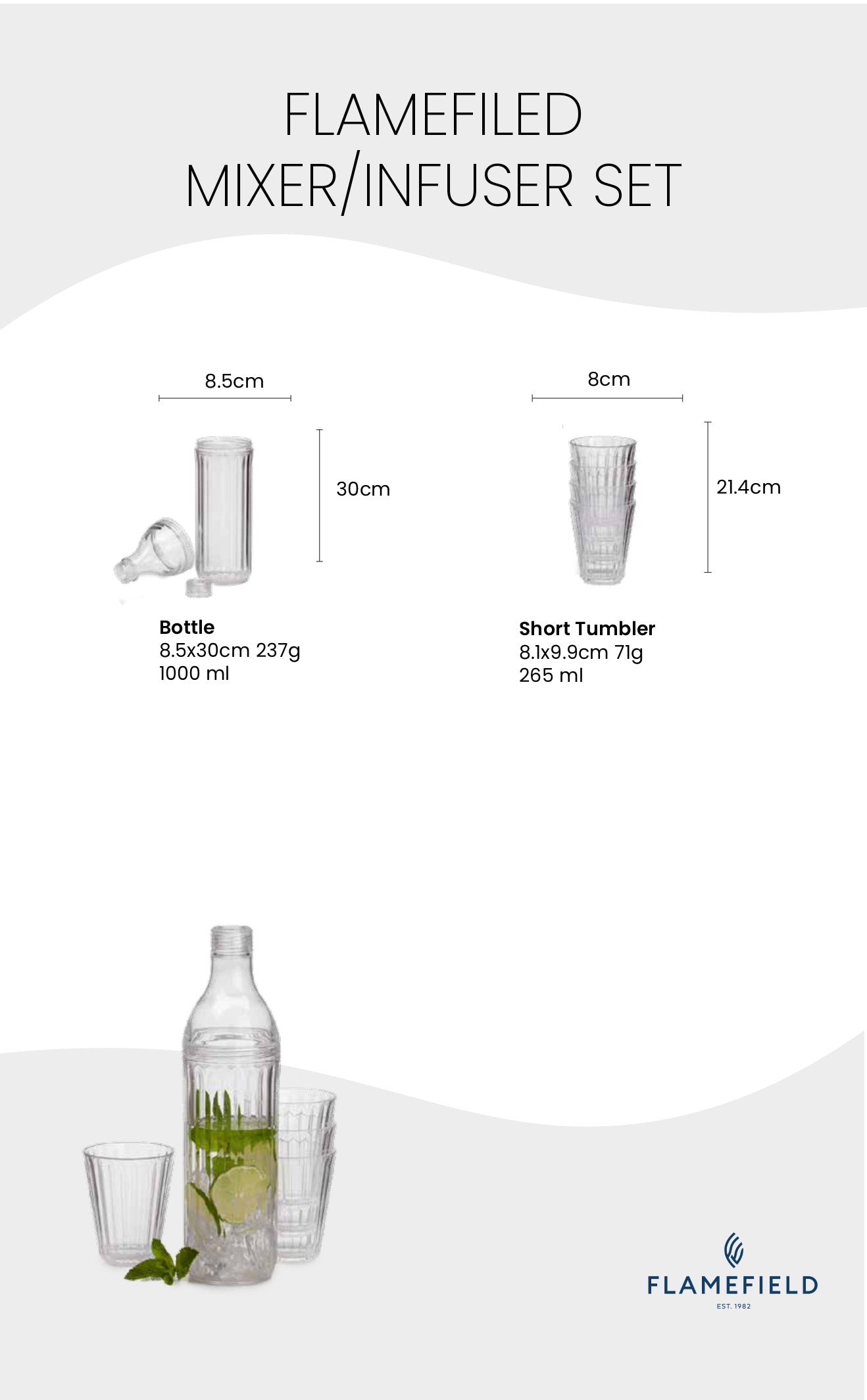 Flamefiled Acrylic Mixer/Infuser Set