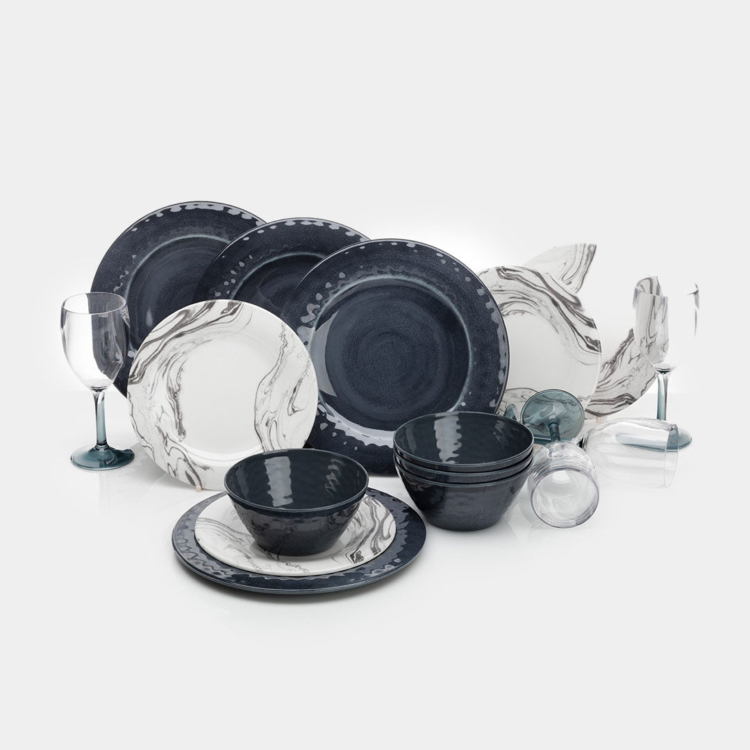 Flamefield Marble 12 pc Melamine Set